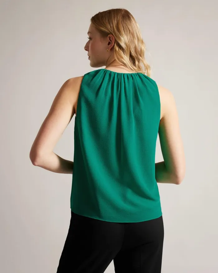 Sleeveless Top With Tie Detail Green Women Ted Baker Clothing Sleeveless Top With Tie Detail Green Women Ted Baker Clothing