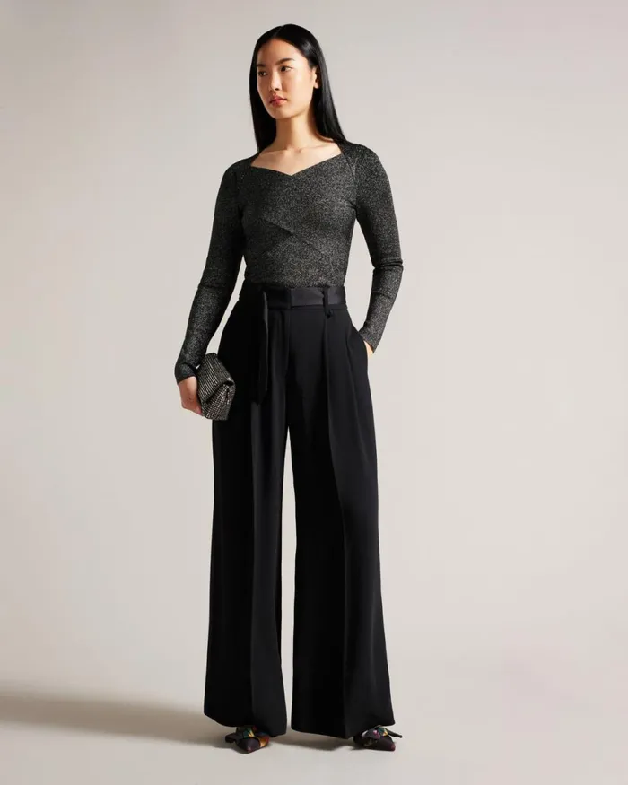 Slim Fit Crossover Knit Top Black Women Ted Baker Clothing