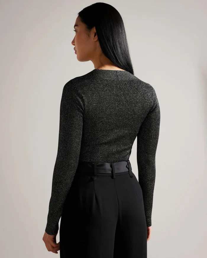 Slim Fit Crossover Knit Top Black Women Ted Baker Clothing