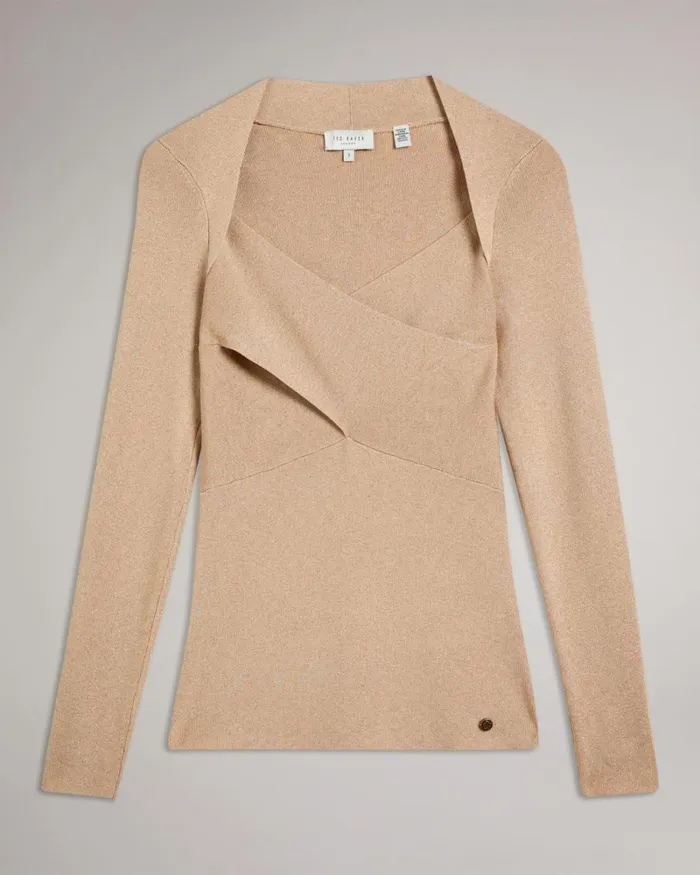 Slim Fit Crossover Knit Top Dusky Pink Women Ted Baker Clothing