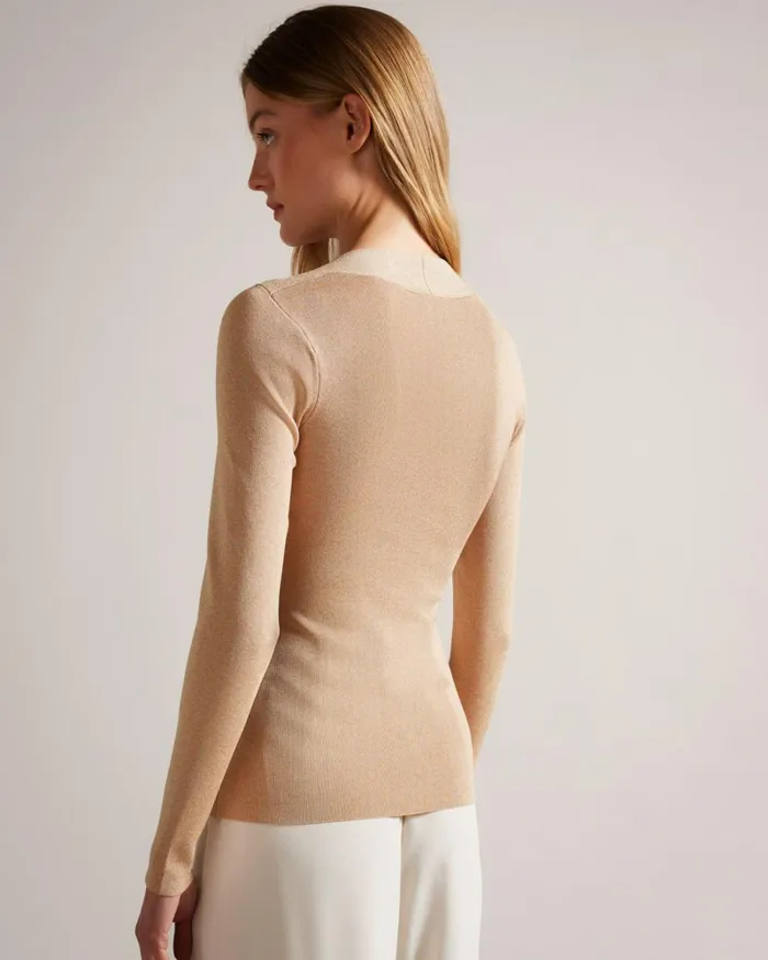 Slim Fit Crossover Knit Top Dusky Pink Women Ted Baker Clothing