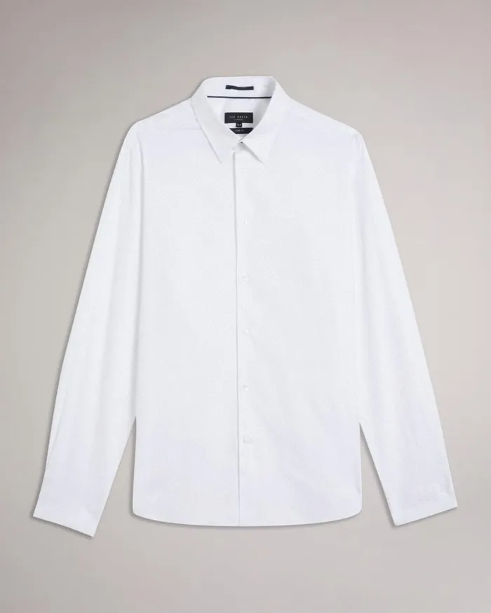 Slim Fit Mini Dot Print Shirt White Men Ted Baker Clothing