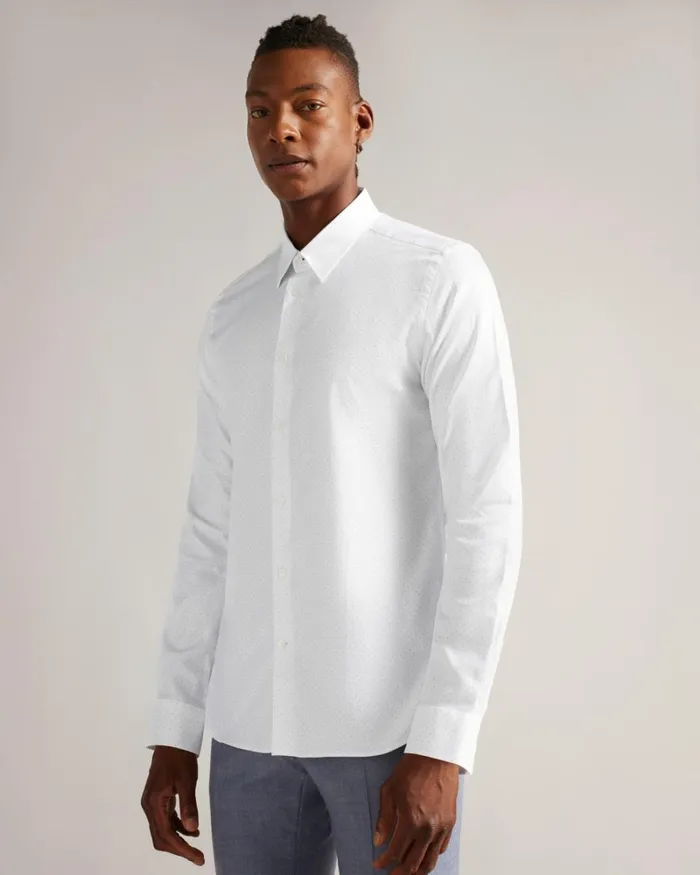 Slim Fit Mini Dot Print Shirt White Men Ted Baker Clothing Slim Fit Mini Dot Print Shirt White Men Ted Baker Clothing