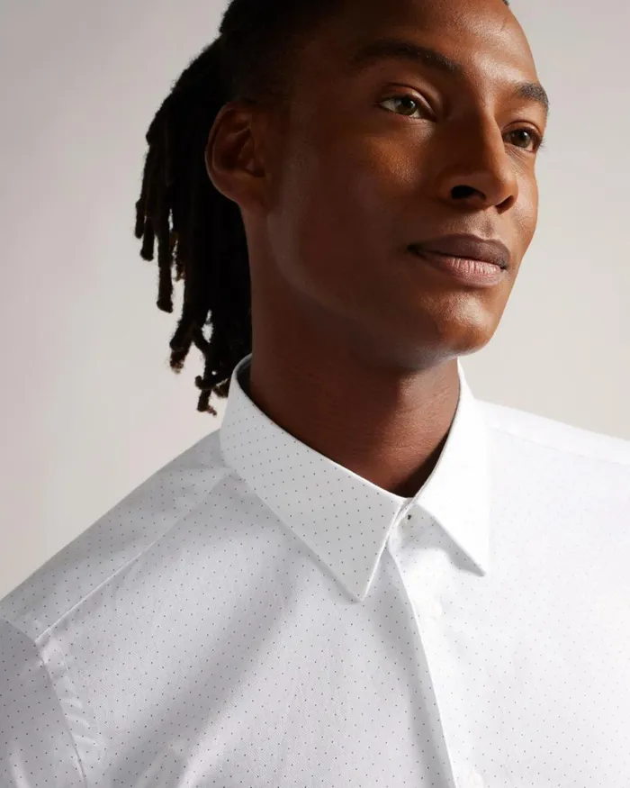 Slim Fit Mini Dot Print Shirt White Men Ted Baker Clothing Slim Fit Mini Dot Print Shirt White Men Ted Baker Clothing