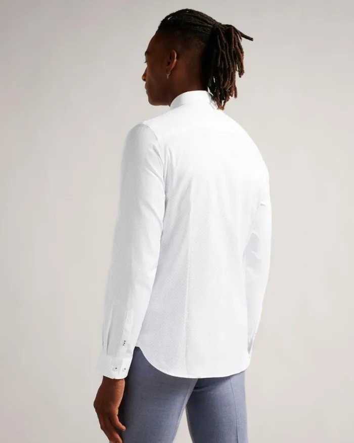 Slim Fit Mini Dot Print Shirt White Men Ted Baker Clothing Slim Fit Mini Dot Print Shirt White Men Ted Baker Clothing