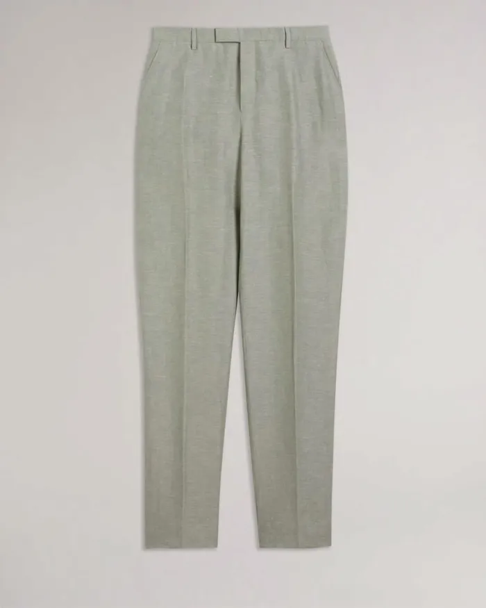 Slim Fit Wool Linen Trousers Light Green Men Ted Baker Clothing