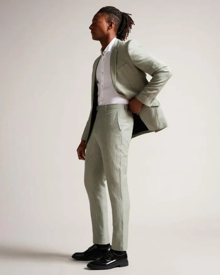 Slim Fit Wool Linen Trousers Light Green Men Ted Baker Clothing Slim Fit Wool Linen Trousers Light Green Men Ted Baker Clothing