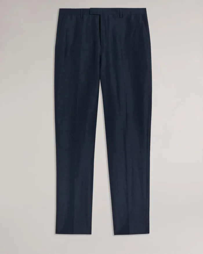 Slim Fit Wool Linen Trousers Navy Men Ted Baker Clothing