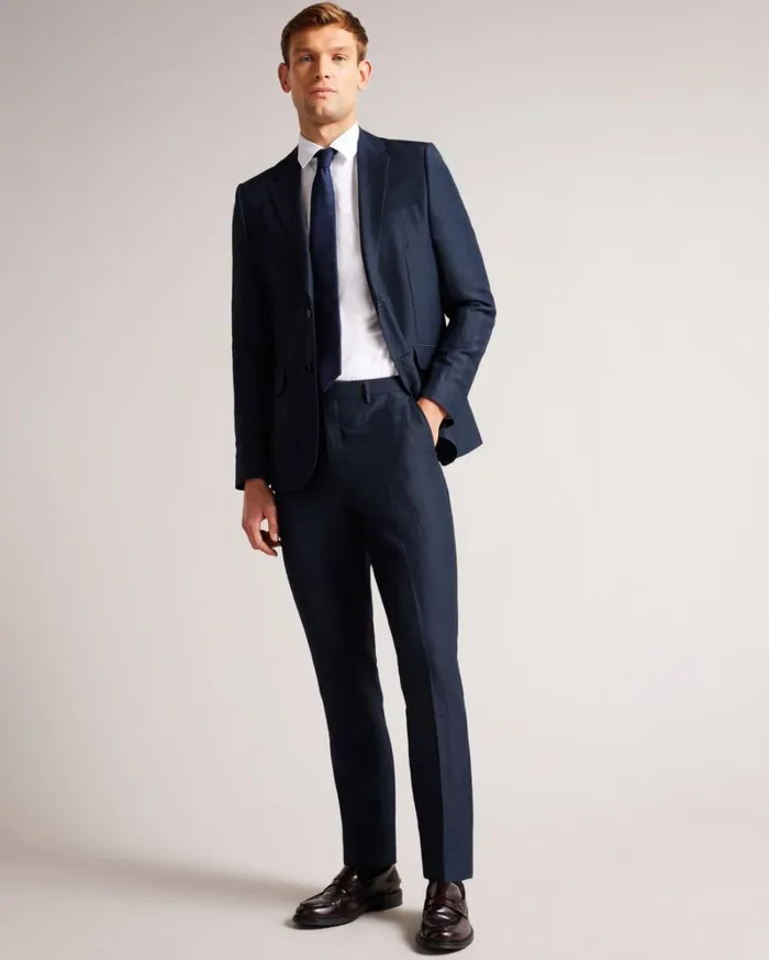 Slim Fit Wool Linen Trousers Navy Men Ted Baker Clothing Slim Fit Wool Linen Trousers Navy Men Ted Baker Clothing