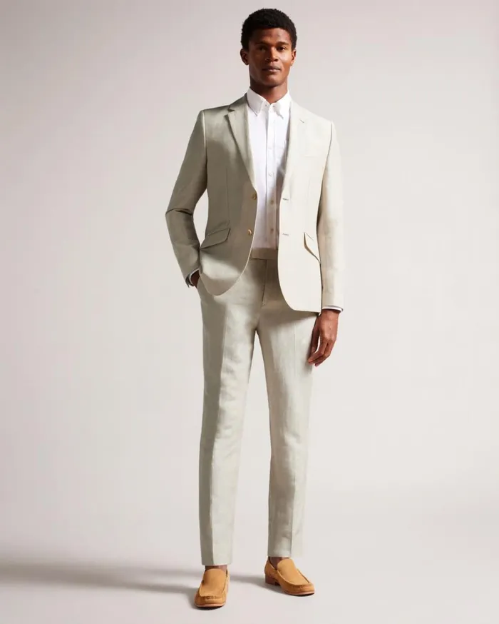 Slim Fit Wool Linen Trousers Stone Men Ted Baker Clothing Slim Fit Wool Linen Trousers Stone Men Ted Baker Clothing