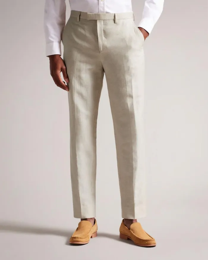 Slim Fit Wool Linen Trousers Stone Men Ted Baker Clothing Slim Fit Wool Linen Trousers Stone Men Ted Baker Clothing