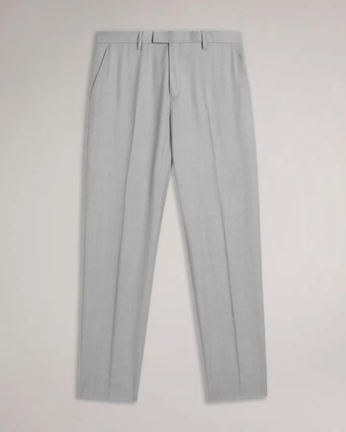 Slim Fit Wool Trousers Light Gray Men Ted Baker Clothing