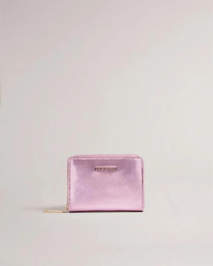 Small Zip Around Leather Purse Pink Women Ted Baker Wallets and Card Holders