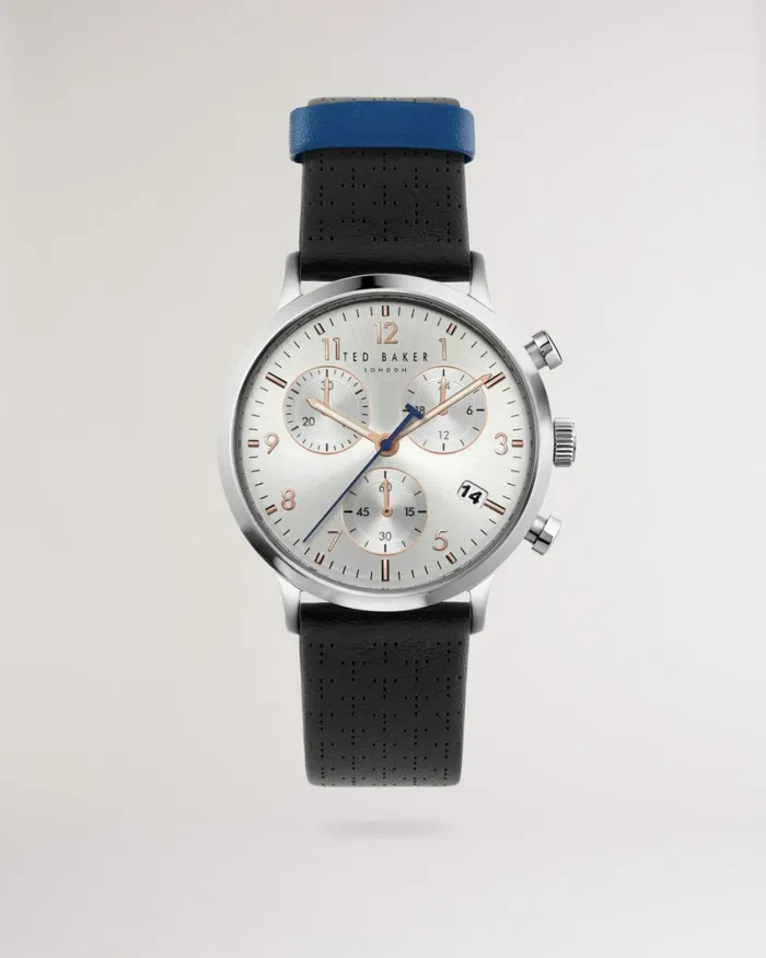 Smooth Leather Strap Watch Black Men Ted Baker Watches and Jewelry