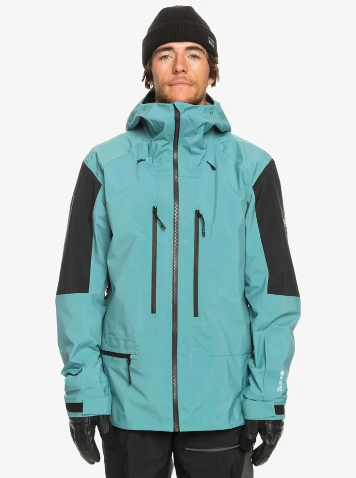 Snow Jackets Men Quiksilver Highline Pro Travis Rice 3l GoreTex Technical Snow Jacket Brittany Blue