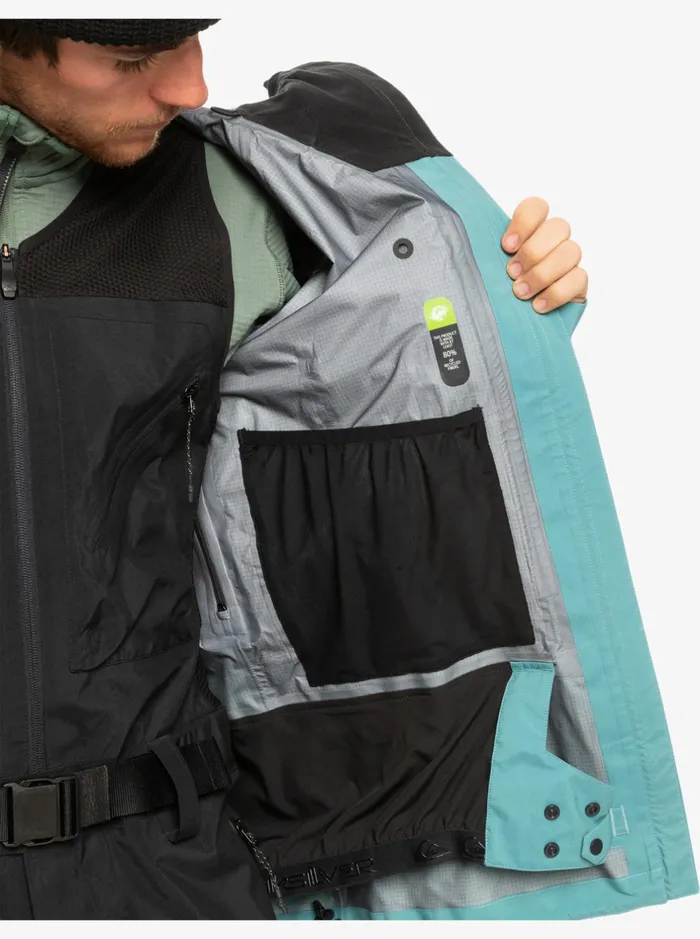 Snow Jackets Men Quiksilver Highline Pro Travis Rice 3l GoreTex Technical Snow Jacket Brittany Blue Snow Jackets Men Quiksilver Highline Pro Travis Rice 3l GoreTex Technical Snow Jacket Brittany Blue