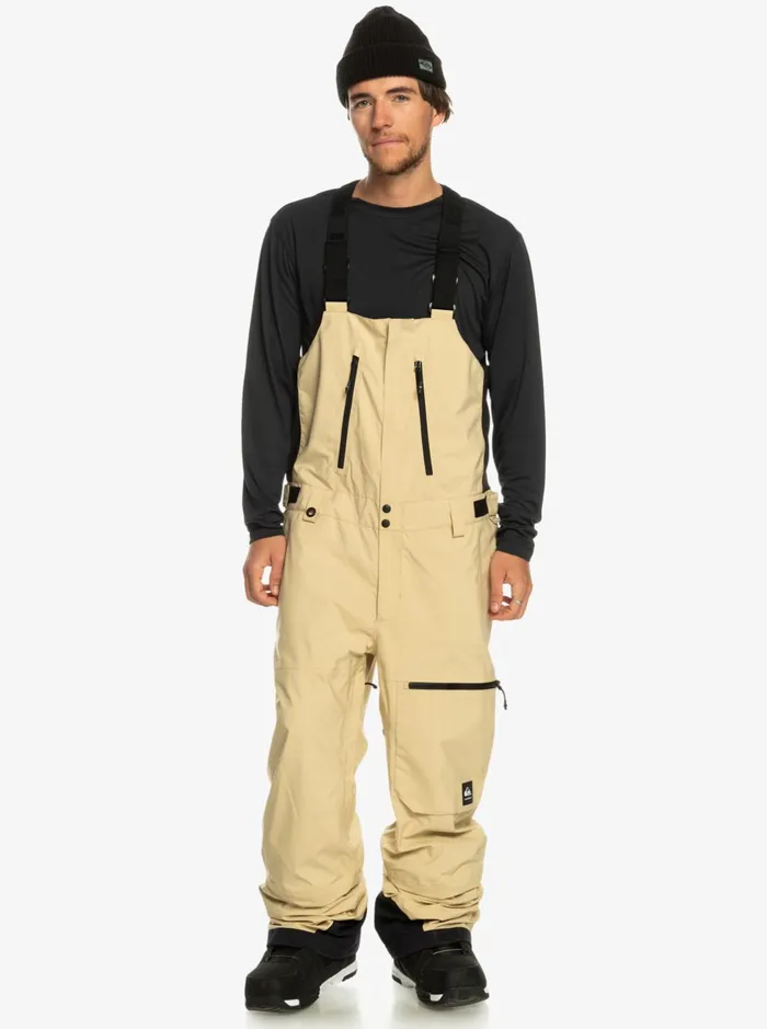Snow Pants Men Quiksilver Altostratus Street Shell 2l GoreTex Snow Bib Pants Pale Khaki