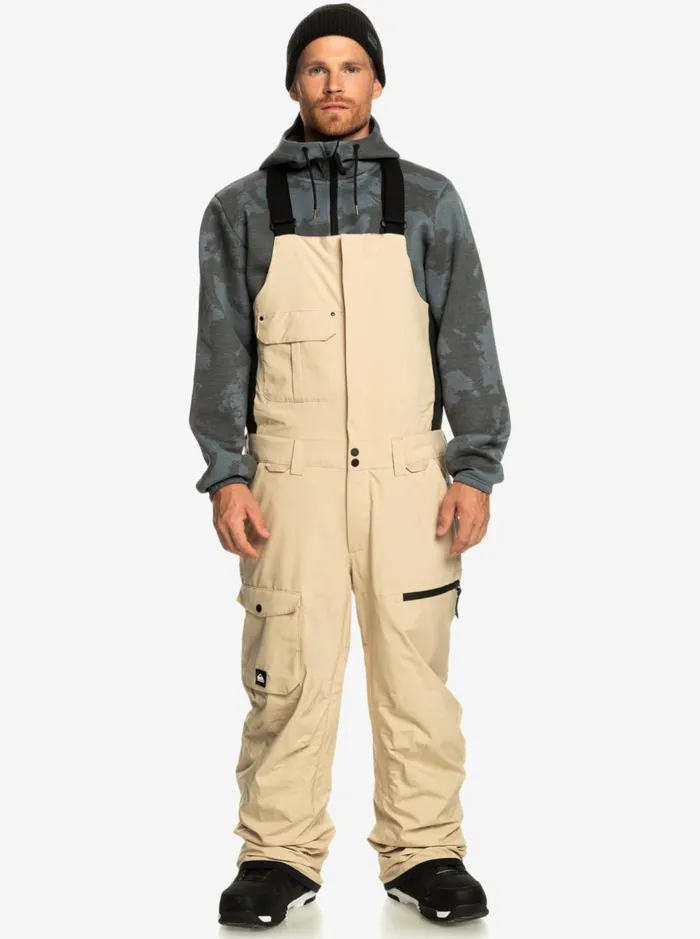 Snow Pants Men Quiksilver Utility Technical Snow Bib Pants Pale Khaki