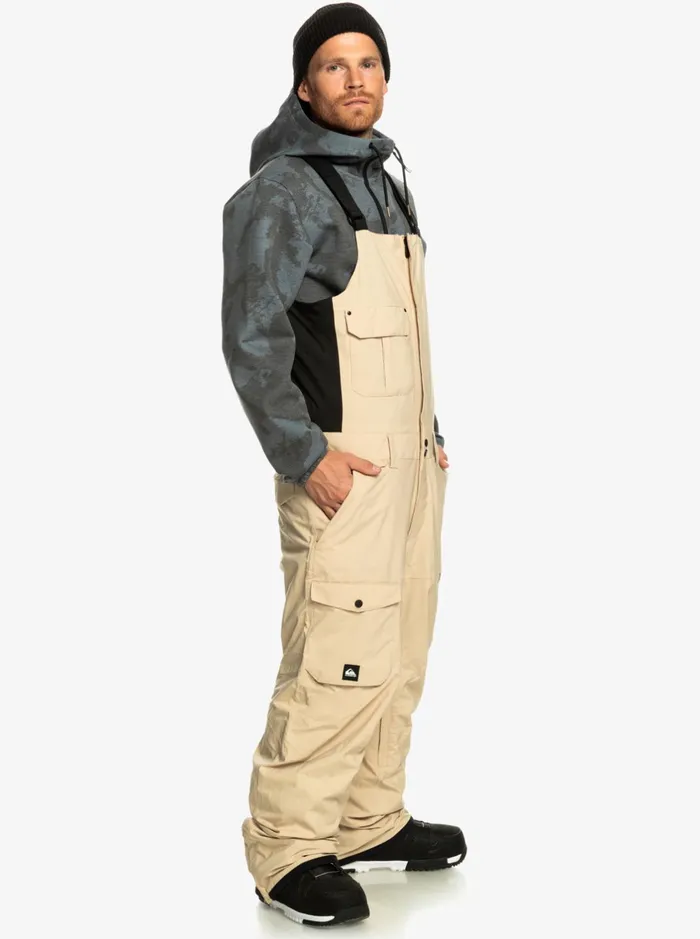 Snow Pants Men Quiksilver Utility Technical Snow Bib Pants Pale Khaki