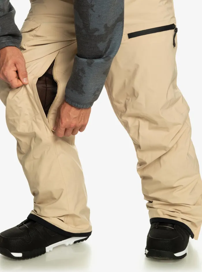Snow Pants Men Quiksilver Utility Technical Snow Bib Pants Pale Khaki