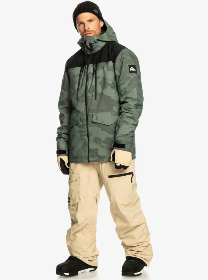 Snow Pants Men Quiksilver Utility Technical Snow Bib Pants Pale Khaki