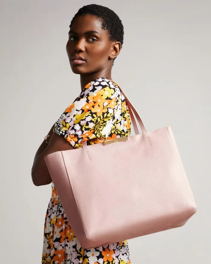 Soft Grain Faceted Bar Shopper Light Pink Women Ted Baker Bags Soft Grain Faceted Bar Shopper Light Pink Women Ted Baker Bags
