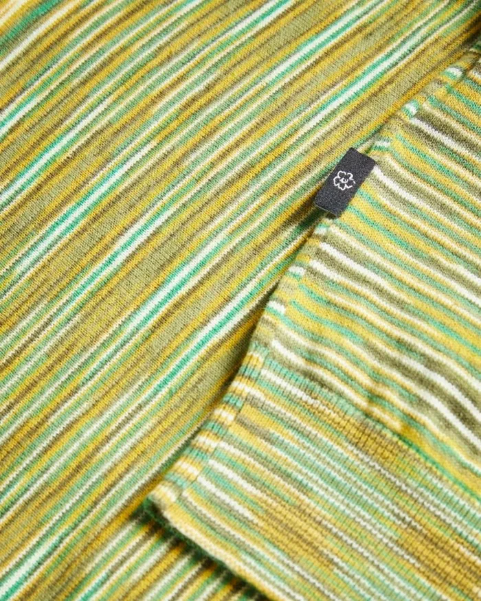 Space Dye Stripe Knitted Polo Shirt Bright Green Men Ted Baker Tops