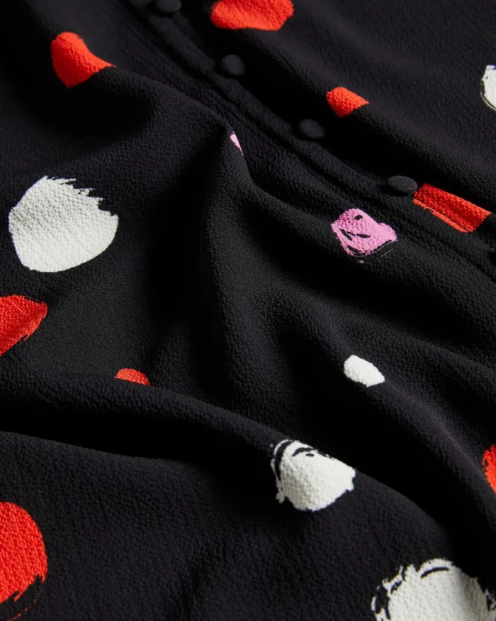 Spot Print Frilled Blouse Black Women Ted Baker Tops and TShirts
