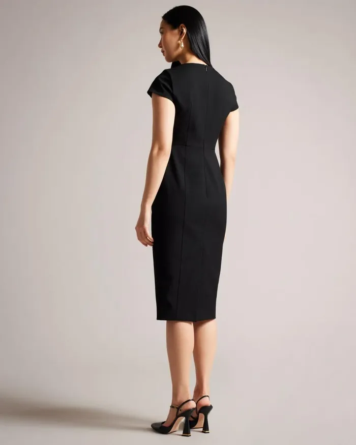 Square Neck Military Midi Dress Black Women Ted Baker Clothing Square Neck Military Midi Dress Black Women Ted Baker Clothing