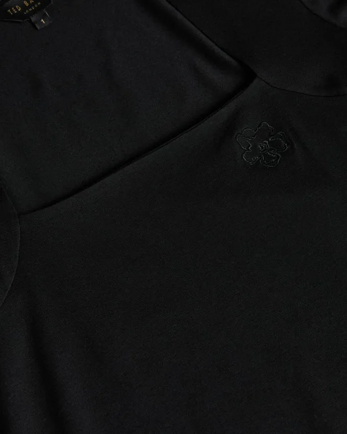 Square Neck Short Sleeve Top Black Women Ted Baker Clothing Square Neck Short Sleeve Top Black Women Ted Baker Clothing