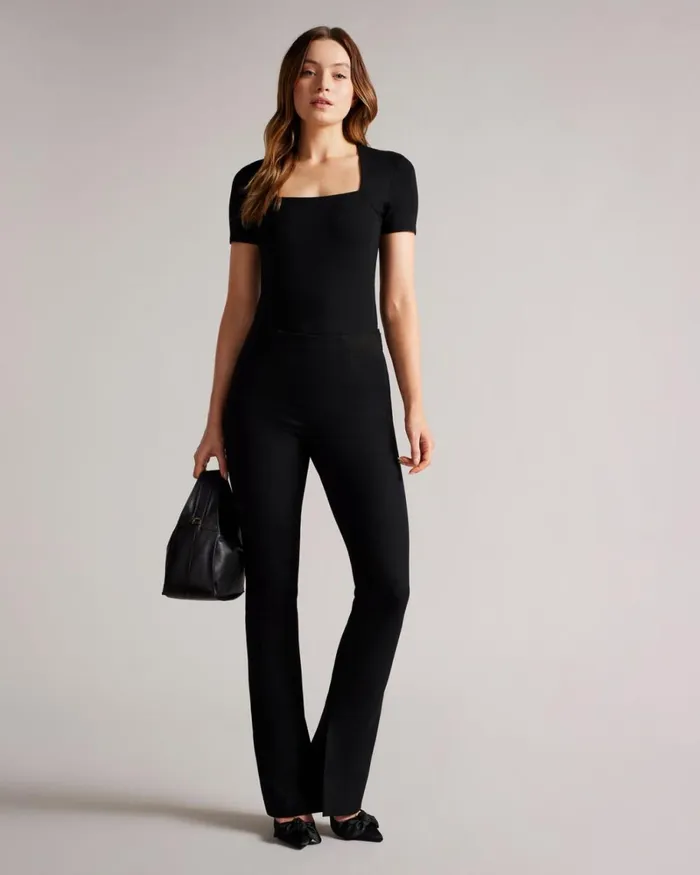 Square Neck Short Sleeve Top Black Women Ted Baker Clothing Square Neck Short Sleeve Top Black Women Ted Baker Clothing