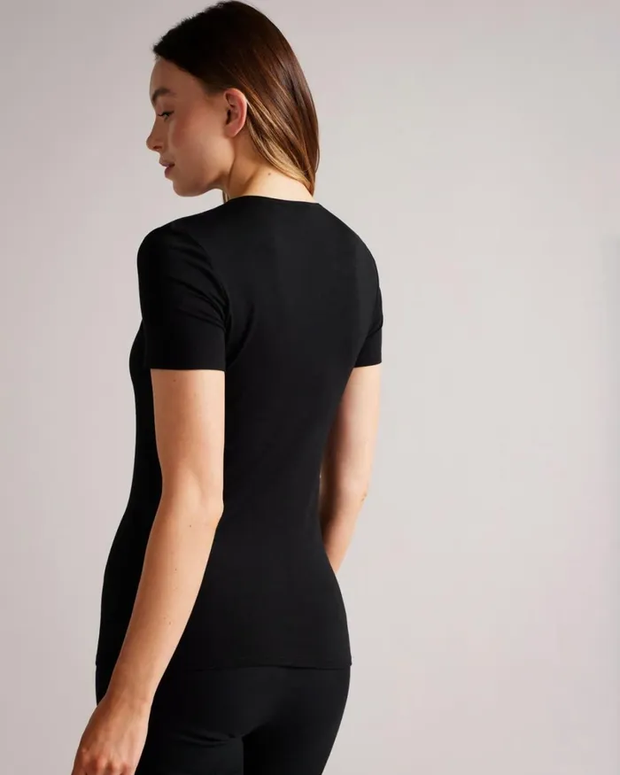 Square Neck Short Sleeve Top Black Women Ted Baker Clothing Square Neck Short Sleeve Top Black Women Ted Baker Clothing