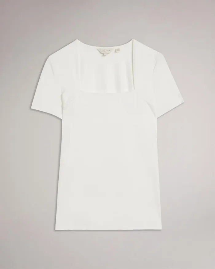Square Neck Short Sleeve Top White Women Ted Baker Clothing