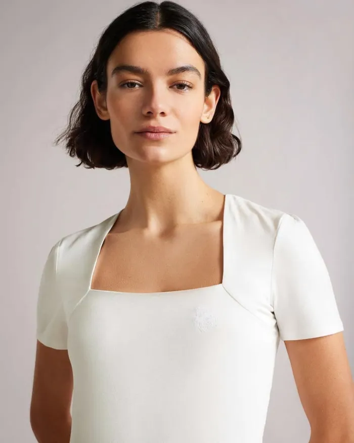 Square Neck Short Sleeve Top White Women Ted Baker Clothing Square Neck Short Sleeve Top White Women Ted Baker Clothing