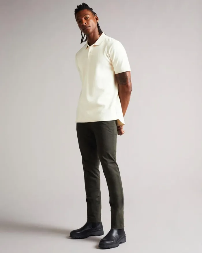 SS Heavy Twill Polo Shirt Natural Men Ted Baker Tops