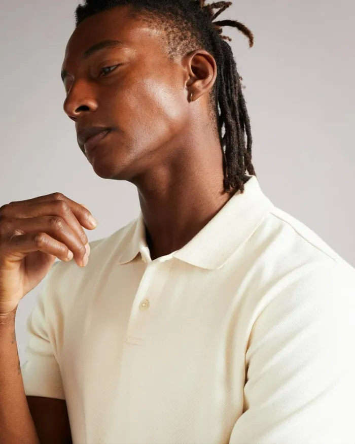 SS Heavy Twill Polo Shirt Natural Men Ted Baker Tops