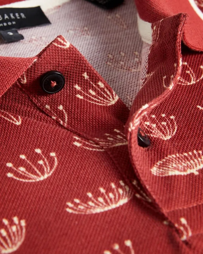 SS Printed Polo Dark Orange Men Ted Baker Clothing SS Printed Polo Dark Orange Men Ted Baker Clothing