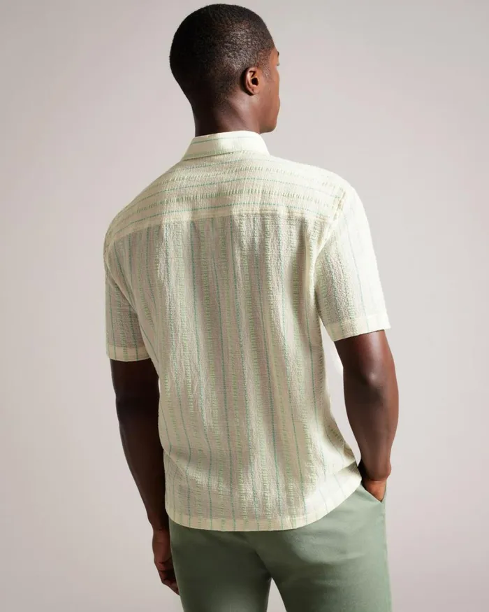 SS Seersucker Stripe Shirt Light Green Men Ted Baker Clothing SS Seersucker Stripe Shirt Light Green Men Ted Baker Clothing