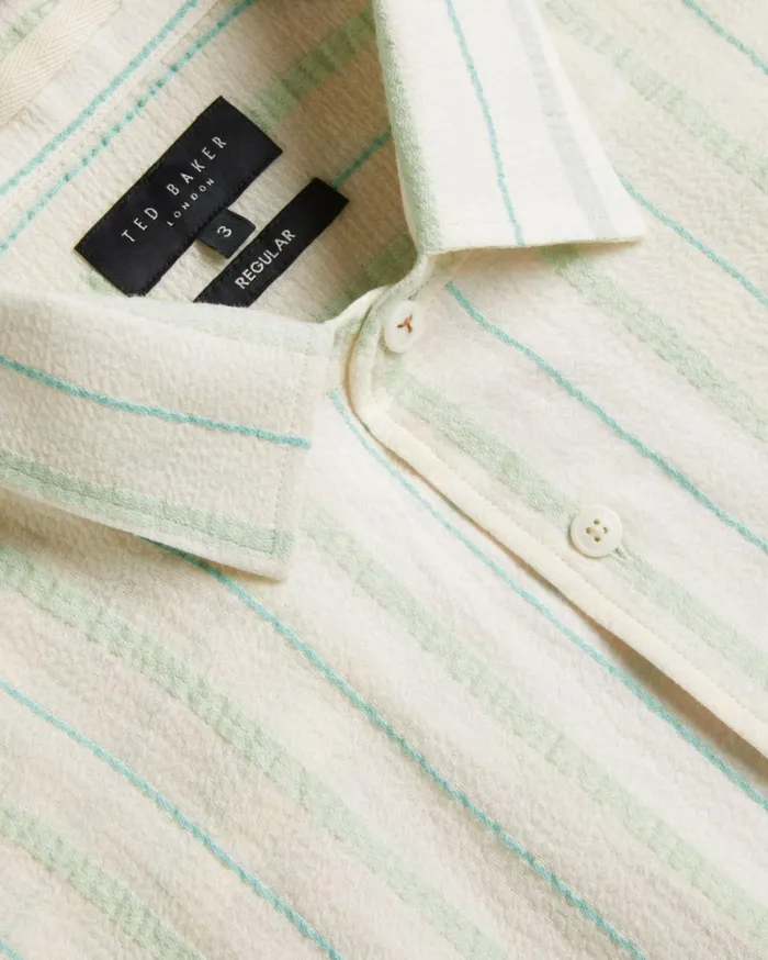 SS Seersucker Stripe Shirt Light Green Men Ted Baker Clothing SS Seersucker Stripe Shirt Light Green Men Ted Baker Clothing