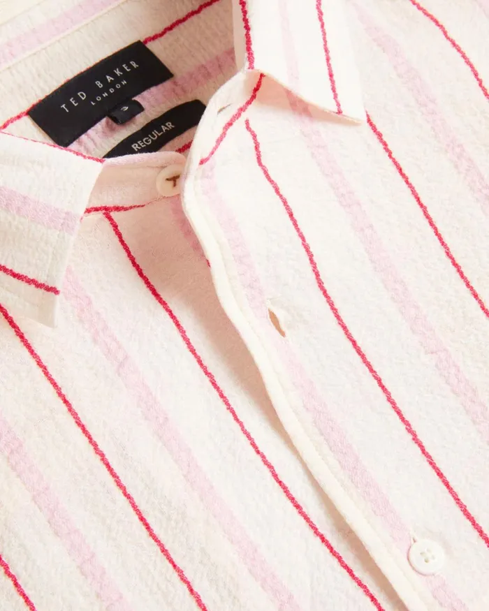 SS Seersucker Stripe Shirt Pink Men Ted Baker Clothing SS Seersucker Stripe Shirt Pink Men Ted Baker Clothing