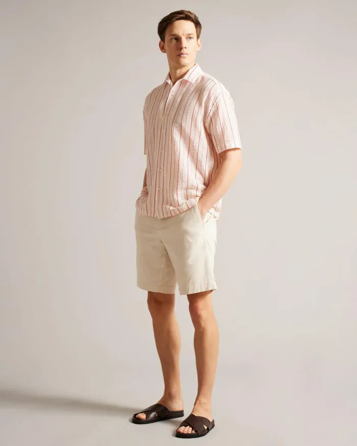 SS Seersucker Stripe Shirt Pink Men Ted Baker Clothing SS Seersucker Stripe Shirt Pink Men Ted Baker Clothing