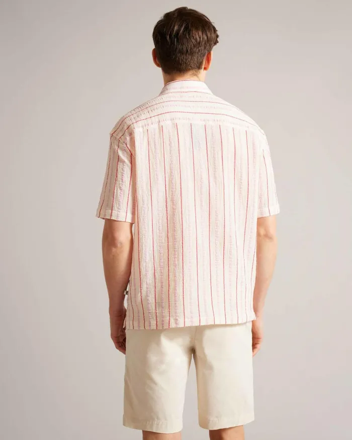 SS Seersucker Stripe Shirt Pink Men Ted Baker Clothing SS Seersucker Stripe Shirt Pink Men Ted Baker Clothing