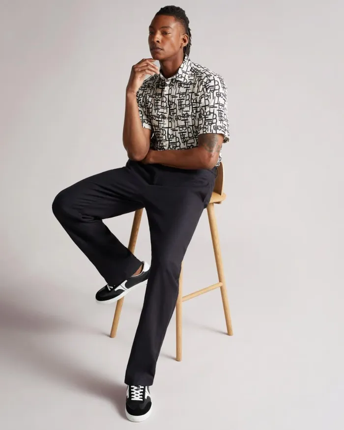 SS TB Geo Printed Shirt Black Men Ted Baker Clothing SS TB Geo Printed Shirt Black Men Ted Baker Clothing