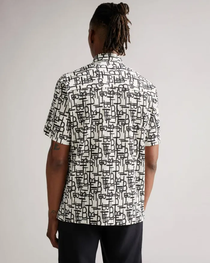 SS TB Geo Printed Shirt Black Men Ted Baker Clothing SS TB Geo Printed Shirt Black Men Ted Baker Clothing