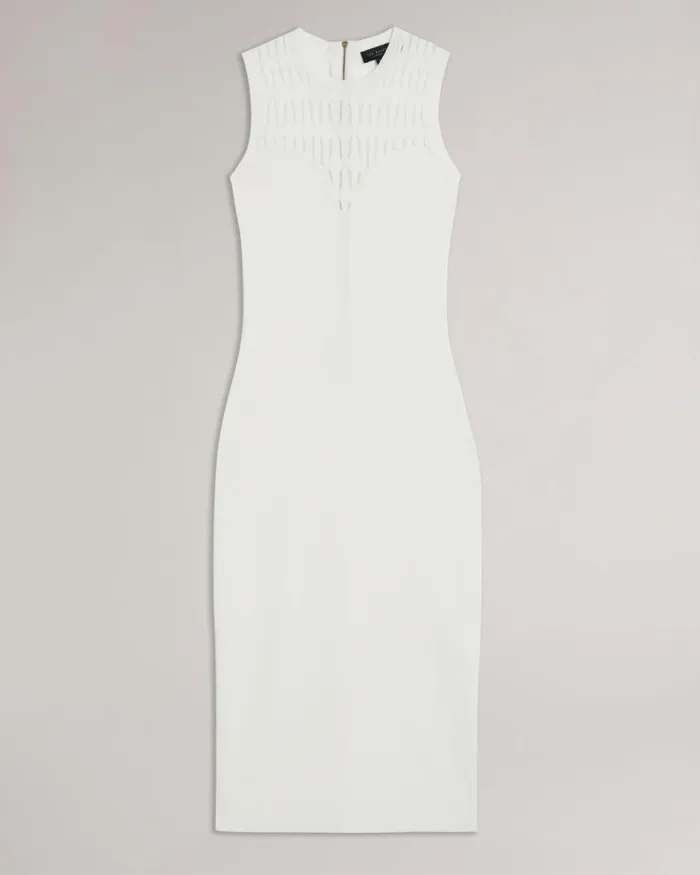 Stitch Detailed Bodycon Dress White Women Ted Baker Clothing