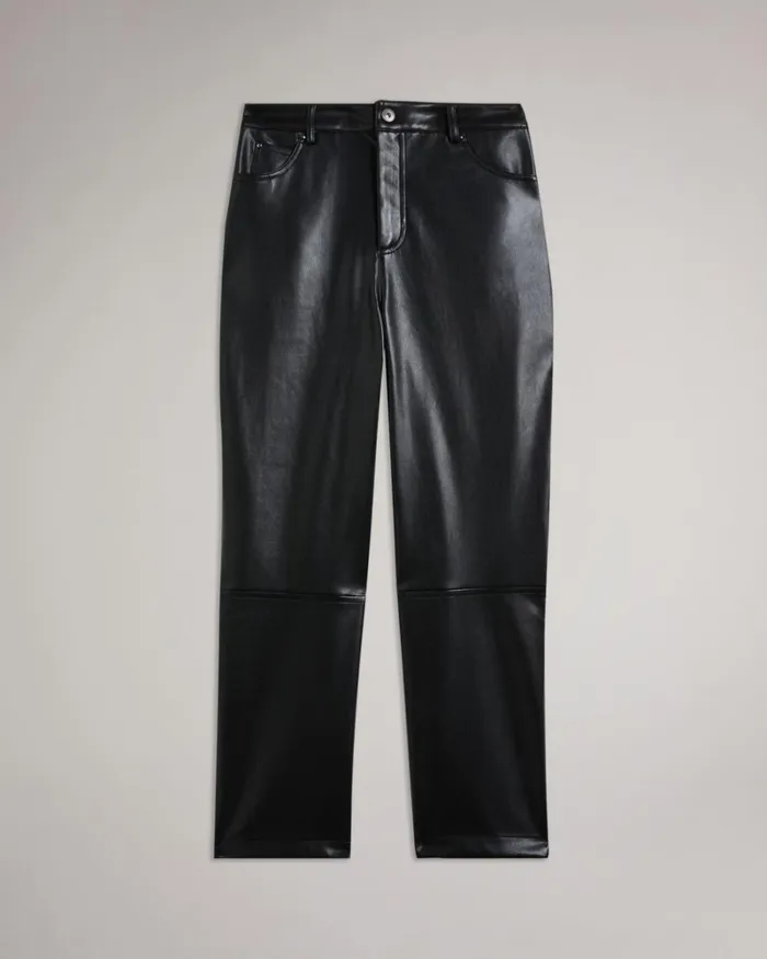 Straight Leg Faux Leather Trousers Black Women Ted Baker Clothing