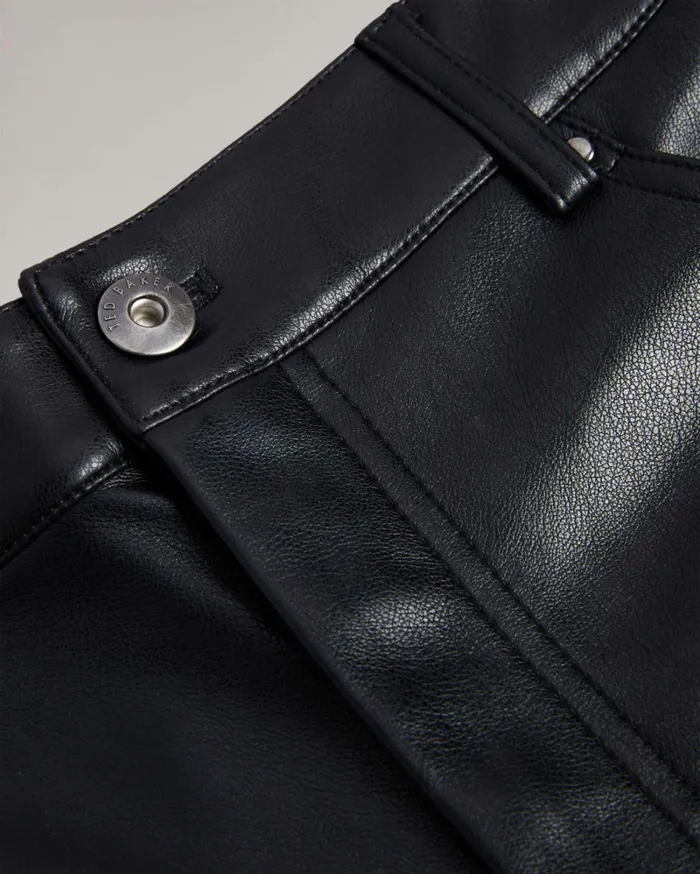 Straight Leg Faux Leather Trousers Black Women Ted Baker Clothing Straight Leg Faux Leather Trousers Black Women Ted Baker Clothing