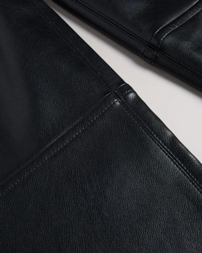 Straight Leg Faux Leather Trousers Black Women Ted Baker Clothing Straight Leg Faux Leather Trousers Black Women Ted Baker Clothing