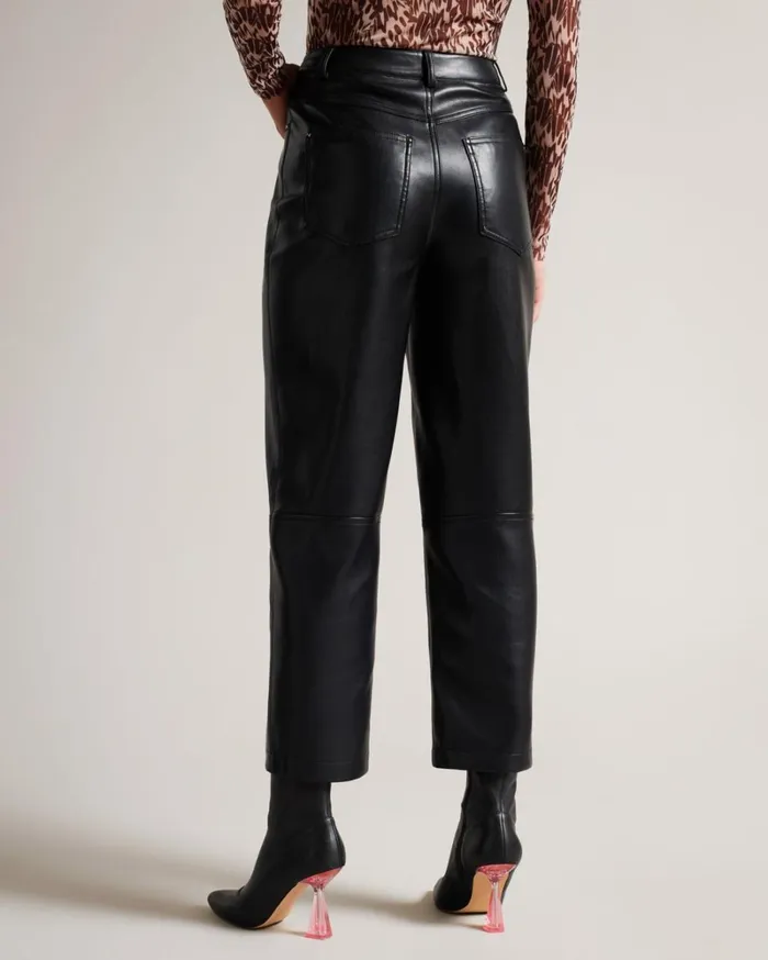 Straight Leg Faux Leather Trousers Black Women Ted Baker Clothing Straight Leg Faux Leather Trousers Black Women Ted Baker Clothing