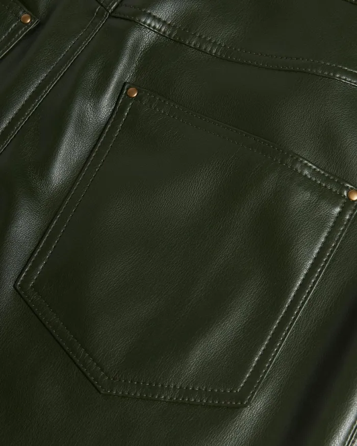Straight Leg Faux Leather Trousers Khaki Women Ted Baker Clothing Straight Leg Faux Leather Trousers Khaki Women Ted Baker Clothing